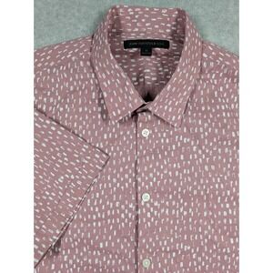 John Varvatos‎ USA Men Shirt Medium Brush Strokes Button Front Short Sleeve